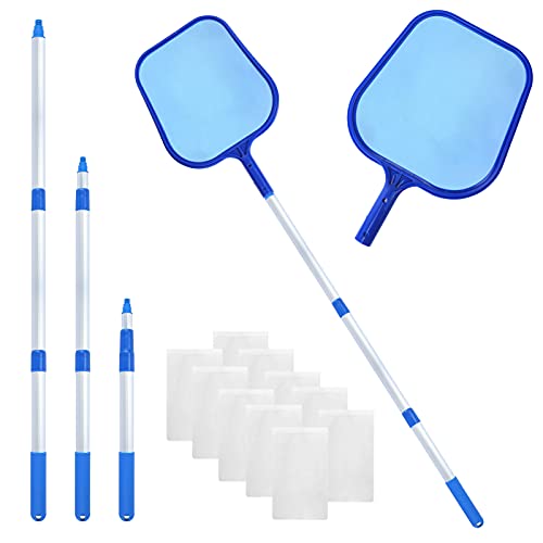 Swimming Pool Cleaner Supplies Pool Cleaning net with 3455 inch Telescopic Pole Threaded Connection More Stable with 10Pack Pool Skimmer Socks for Above Ground Pool Accessories Pool Supplies