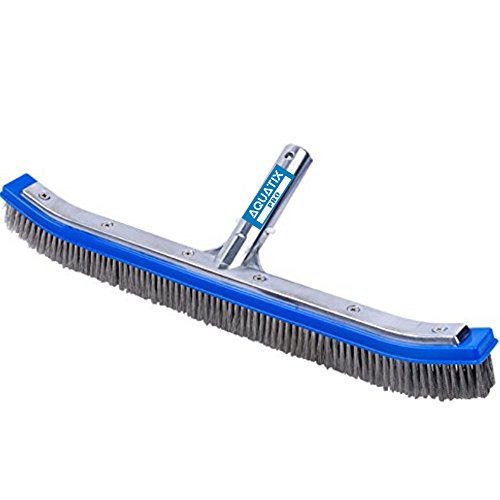Heavy Duty Pool Brush 18 Strong Aluminium Swimming Pool Cleaning Brush Aquatix Pro with Stainless Steel Bristles  EZ Clips These Heavy Duty Brushes Cleans Walls Tiles  Floors Effortlessly