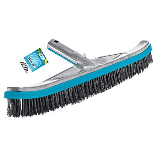 US Pool Supply Professional 18 Stainless Steel Pool Brush with Heavy Duty Aluminum Handle EZ Clips  Durable Wire Bristles Scrub Remove Rust Stains on Concrete Sweep Wall Floor Step Debris