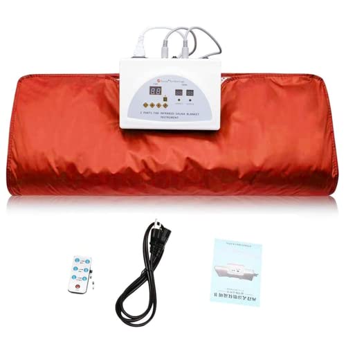 ETE ETMATE Sauna Blanket 2 Zone Controller Digital Heat Sauna Blanket Body Shaper Detox Therapy Anti Aging Beauty (Orange)
