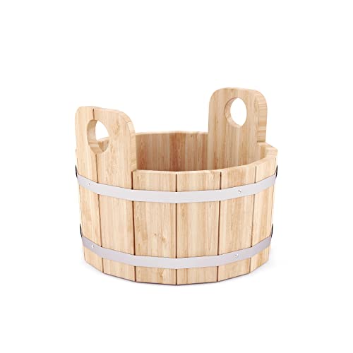 BooksAndMore Wooden Sauna Bucket Cedar Sauna Washtub (shayka for venik) Sauna  Spa Accessory for Home (106qt (10 L))