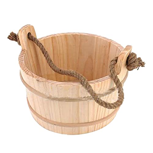 FLAMEER Sauna Accessory Handmade 7L Wooden Bucket Sauna Pail with Plastic Liner for Sauna  SPA