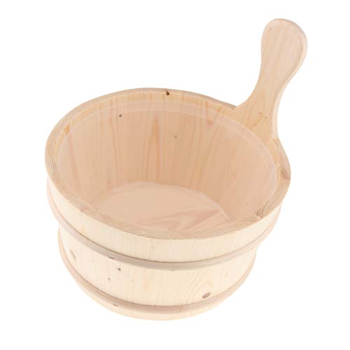 Gazechimp 4L Sauna Bucket Wooden Sauna Accessories Natural White Pine Water Bucket Spa