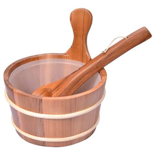 Sauna Bucket And Ladle Handmade Cedar Wooden Hot Tub Barrel Sauna Natural Sauna Spa Accessory Bath Accessories Supplies  4L