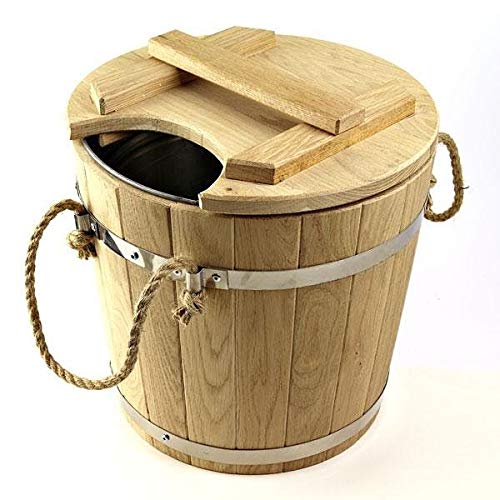 Sauna Bucket with Metal Insert Wooden Spa Bucket for Whisks Soaking 4 gal 15 litres