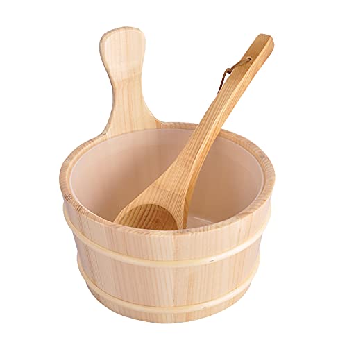 gazechimp Wooden 4L Sauna Bucket and Ladle Kit Sauna Accessories  Essential Spa Accessory for Bath Tool Steam Room