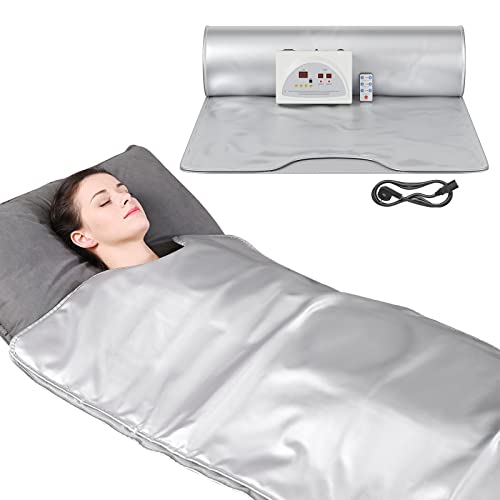 ETE ETMATE FIR Sauna Blanket 2 Zone Controller Body Shaper Sauna Blanket Detox Therapy Anti Aging Beauty Blanket Silver