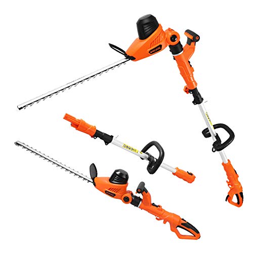 GARCARE 2 in 1 Electric Pole Hedge Trimmer Corded 48AMP 600W 20 inch Laser Cut Blade Adjustable Cutting Head