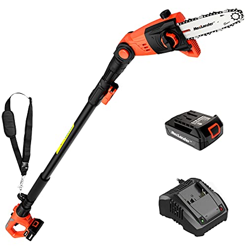 MAXLANDER 8 Inch Cordless Pole Saw 20V Power Pole Chainsaw for Tree Trimming Telescoping Electric ToolFree Installation Adjustable Head Pole Saw with 20Ah Battery  Fast Charger