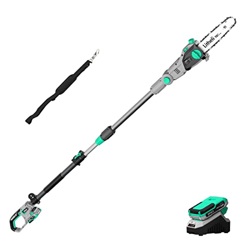 Litheli Cordless Pole Saw 10Inch 20V BatteryPowered Pole Saws for Tree Trimming Tree Trimmer for Branch Cutting Trimming Pruning with 20Ah Battery  Charger