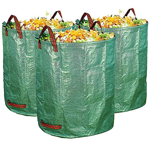 272L Garden Waste Bags Pack of 3 (H76 cm D67 cm) Waterproof Rubbish Refuse Sacks with Handles Tearproof Leaf Grass Bags