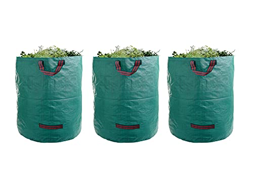 UWELD 3Pack 72 Gallons Reusable Garden Waste Bags(H30D26 inches) Heavy Duty Leaf Bags Lawn reusable BagsYard Trash BagsYard Waste Bags with handles