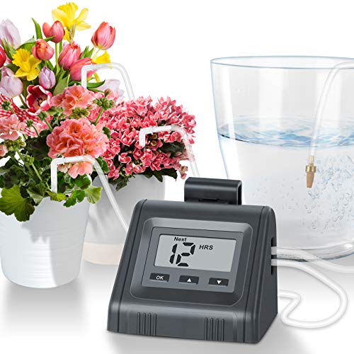 Automatic Watering System for Potted Plants Micro DIY Self Drip Irrigation Kit with Programmable Water Pump Timer Large Angled Display Easy to Read Ideal for Indoor Greenhouse Plants and Flowers