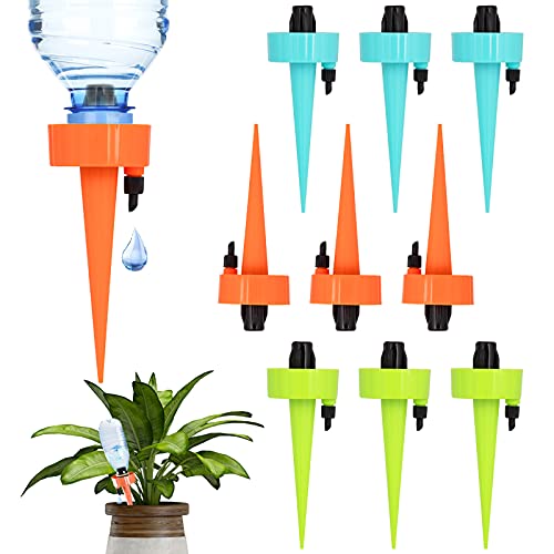 Kingwora Plant Self Watering Devices  9 Pack Automatic Irrigation Equipment Plant Water with Slow Release Control Valve Adjustable Water Volume Drip System for Home and Vacation Plant Watering