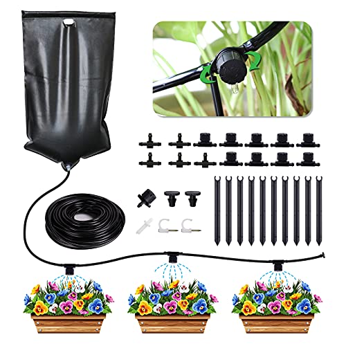 Spark Moments Automatic Drip Irrigation Kits Indoor Self Watering System with 10L Water Bag Houseplants Self Watering System Adjustable Drippers for Indoor Vacation Plant Watering
