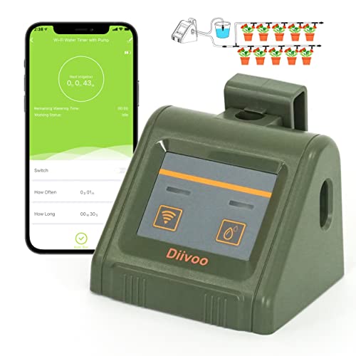 WiFi Automatic Watering System Diivoo Drip Irrigation Kits with APP Remote Control Auto Plant Waterer Vacation Plant Watering System Indoor Greenhouse Garden