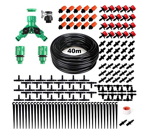 CZS Garden Drip Irrigation System 130FT40M Drip Irrigation kit DIY Saving Water Automatic Irrigation Equipment Set for Garden Greenhouse Lawn Patio (158PCS  40M Hose)