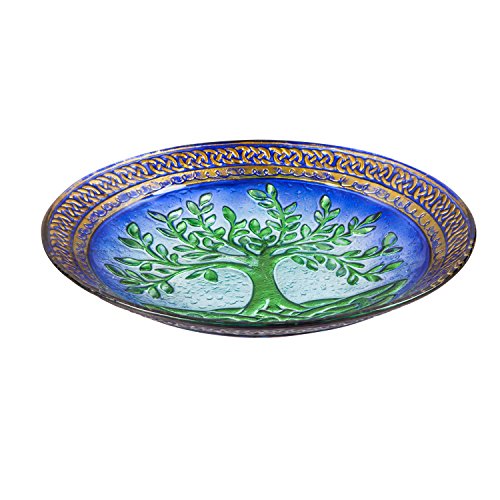 Evergreen Garden Tree of Life Glass Birdbath Bowl 18 inches