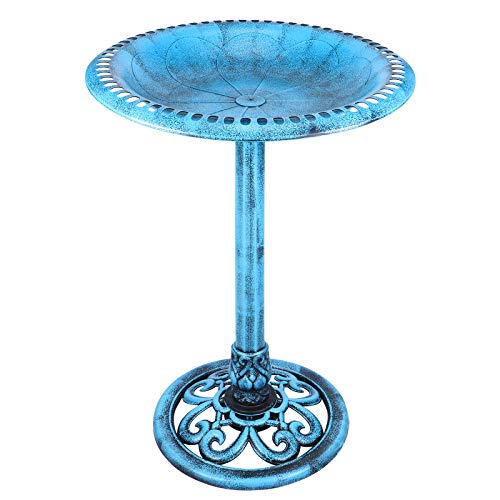 VCUTEKA Resin Brid Bath Outdoor Pedestal Lightweight Antique Large Birdbath Stand for Yard Outside Garden Decoration 28 Inch Height