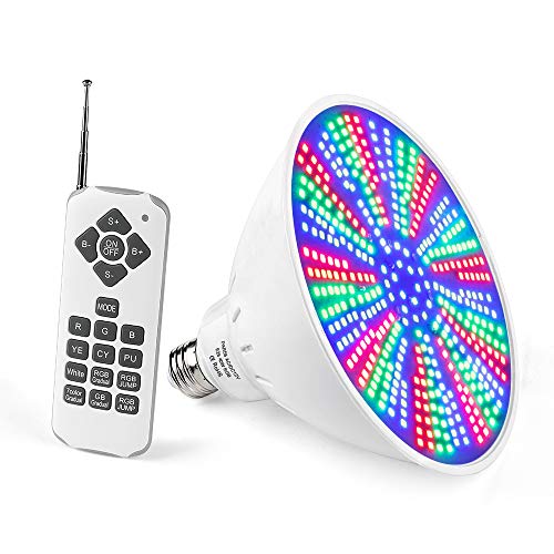 KOLLNIUN 12V LED Color Pool Light Bulb for Inground Swimming Pool 40W LED RGB Color Changing Pool Light E26 Replacement Bulb with Remote Control Fit in for Pentair and Hayward Pool Light Fixtures
