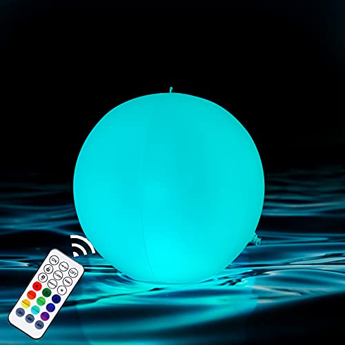 GLODD Floating Pool Lights IP68 Waterproof Beach Ball 16Floating Ball with RGB Color Changing RF Remote LED Night Light Party Decor for Swimming PoolGardenBeachPathwayLawn