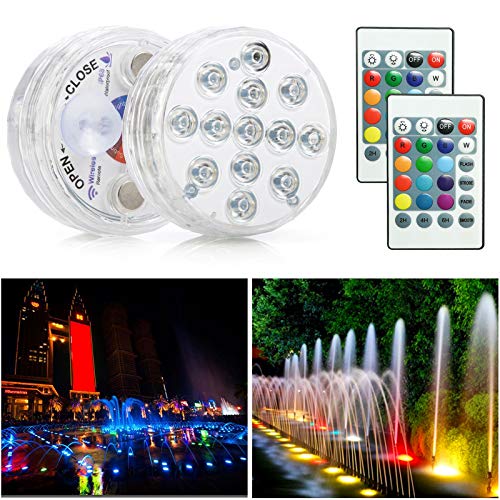 Submersible LED Pool Lights for Above Ground Pools with Remote 2Pack Waterproof Magnetic Bathtub Pond Underwater Lights for Swimming Pool Fish Tank Fountain and Aquarium Decor for Christmas Party