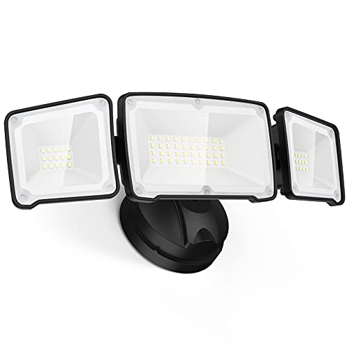 LEPOWER 35W LED Security Light 3500LM Outdoor Flood Light Fixture Exterior Lights with 3 Adjustable Heads 5500K IP65 Waterproof for Garage Yard Porch (Black)