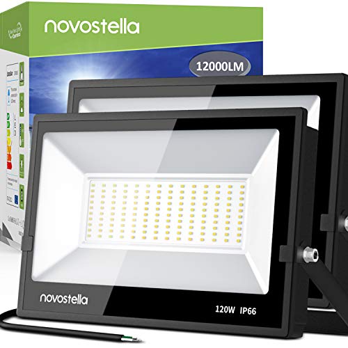 Novostella 2 Pack 120W Exterior LED Flood Light 24000lm Outdoor Bright Security Light 5000K Daylight White IP66 Waterproof Outside Floodlight Fixture Spotlight Garage Stadium House Yard Backyard