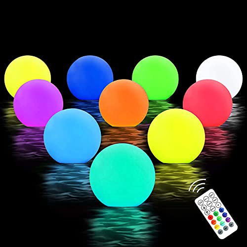 Chakev Floating Pool Lights 16 Colors LED Glow Pool Ball Lights with Remote Waterproof Light up Pool Float Hot Tub Bathtub Night Lights for Pond Fountain Garden Lawn Party Decor 10 Pack