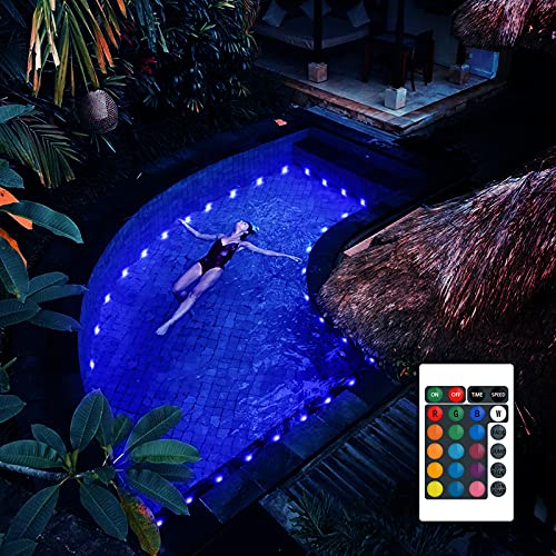 POOCCI Pool Lights for Above Ground Pools Full Waterproof 33FT Color Changing USB Power Submersible LED Pool Lights Swimming Inground Pool Lights Underwater with Suction Cups for Pond Pool and Bathtub