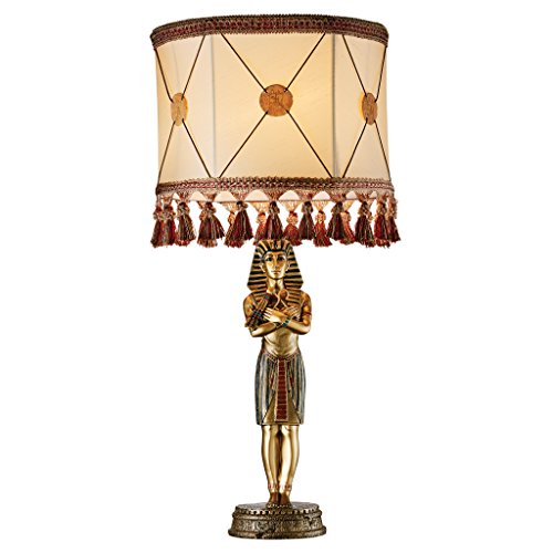 Design Toscano Egyptian King Tutankhamen Table Lamp Light Fixture Statue full color
