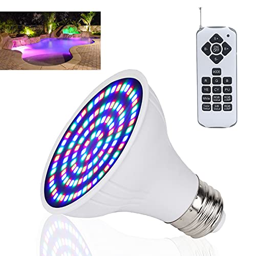 KOLLNIUN 12V LED Spa Light Bulb Multi Color Changing 12W RGB Hot Tub Spa Bulb with Remote Control Inground Spa Replacement Bulb E26 Base for Pentair Hayward Jandy Underwater Lights Fixtures