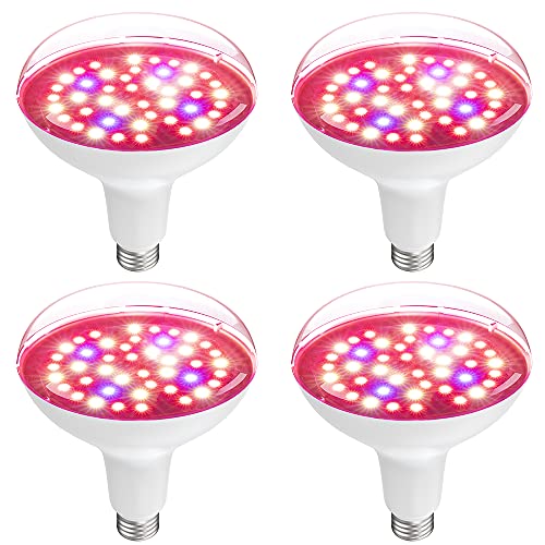 Olafus 4 Pack LED Plant Grow Light Bulbs 15W Full Spectrum 150W Equiv Indoor Plants Growing Light Bulb Lamp for Vegetables Greenhouse and Hydroponic Easy Installation E26 Base Plant Grow Bulbs