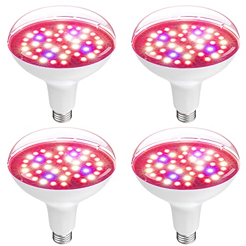 Olafus 4 Pack LED Plant Grow Light Bulbs 15W Full Spectrum 150W Equiv Indoor Plants Growing Light Bulb Lamp for Vegetables Greenhouse and Hydroponic Easy Installation E26 Base Plant Grow Bulbs