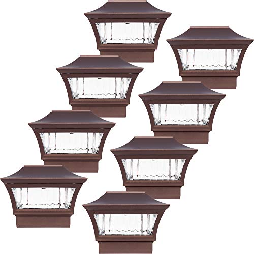 GreenLighting  Solar Post Lights  Solar Lights Outdoor Garden  Solar Fence Post Lights  Solar LED Post Cap Light for 4X4 Wood 5X5 PVC  (Sleek 6 Pack Bronze Aluminum)