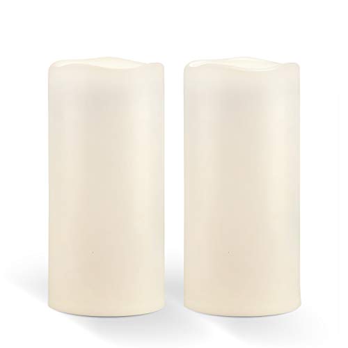Homemory 8 x 4 Waterproof Outdoor Flameless Candles  Battery Operated Flickering LED Pillar Candles for Indoor Outdoor Lanterns Long Lasting Large Set of 2
