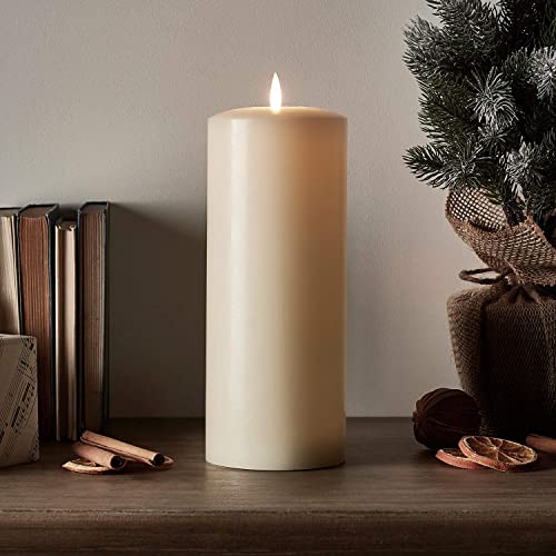 Lights4fun Inc 10 x 4 TruGlow Battery Operated Flameless LED Ivory Wax Chapel Pillar Candle with Remote Control