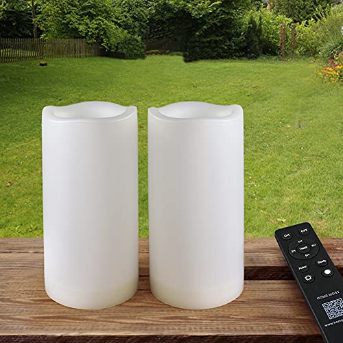 HOME MOST Pack of 2 White 3x6 LED Pillar Candles Outdoor IP65 Waterproof  Pillar Candles Battery Powered with Timer and Remote  Battery Operated Unscented Outdoor Flameless Candles Flickering