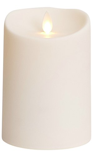 Luminara Outdoor Flameless Candle Plastic Finish Unscented Moving Flame Candle with Timer (5 Ivory)