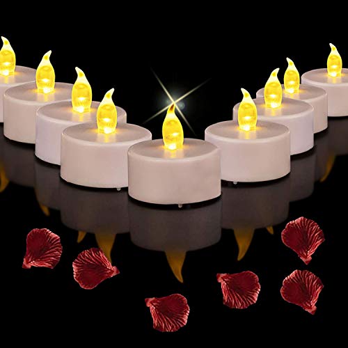 Battery Operated Tea Lights Candles 50Pack Flameless Led Tea Light Realistic and Bright Flickering Electric Candle Lamp Holiday Gift Long Lasting 100Hours for Wedding  Home Decoration (Warm Yellow)