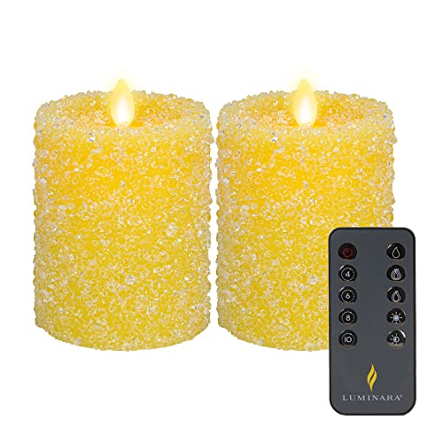 Luminara Princess Crystal Candles Limited Collection  Walt Disney Princess Playlist  Moving Flame LED Candle  Battery Operated Life 600 Hr  Remote Included  Set of 2  Princess Yellow Crystal