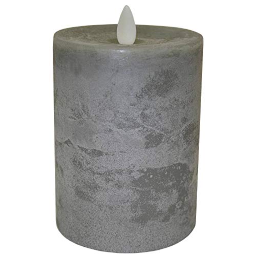 Raz Imports 35X5 Moving Flame Grey Chalky Pillar Candle  Flameless Lighting Accent and Battery Operated Flickering Light Source with Timer  Fake Candles for Living Room Patio and Bedroom