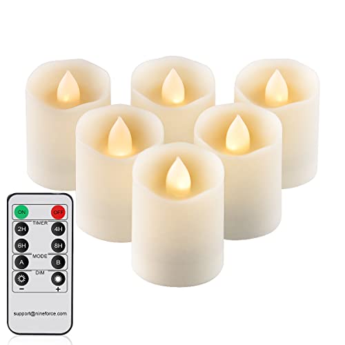 Flameless Candles Battery Operated Candles with Remote LED Votive Candles Tea Lights with Timer Flickering Candles Fake Tealight Unscented Outdoor White Flame Candles 18 Set of 6 Candles