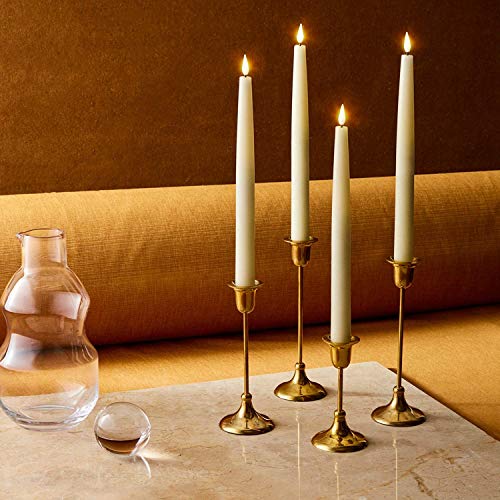 Flickering Flameless Taper Candles with Remote  11 Inch LED Candlesticks Realistic 3D Flame with Wick Ivory Real Wax Spring Home Decor Automatic Timer Batteries Included  Set of 4