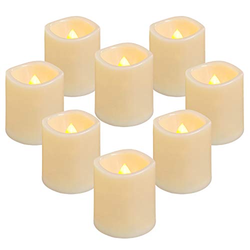 Homemory Flickering Flameless Votive Candles 12PCS Battery Operated LED Votive Tealight Candles Realistic Electricn Fake Candle for Easter Wedding Table (Battery Included)