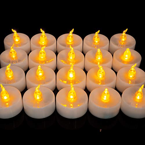 Homemory LED Tea Lights Set of 24 Flameless Flickering Tealight Candle Electric Fake Candle for Votive Wedding Party Table Dining Room Gift