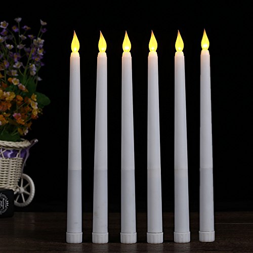 （Set of 6）11 inch LED Flameless Taper Candles with 6 Hours Timer Battery Operated Fake Flicker Candlesticks Electric Long Candles for Wedding Parties Decoration