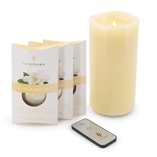 Luminara 75 Pillar Real Wax LED Flameless Candle with 3 Vanilla Sea Salt Pods Fragrance Diffusing Room Home Décor