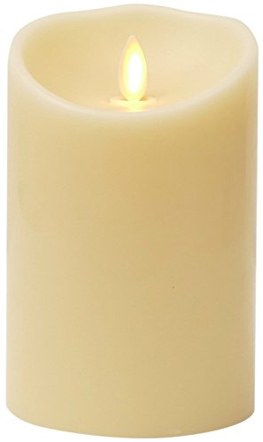 Luminara Realistic Artificial Flame Classic Pillar Candle  Moving Flame LED Battery Operated Lights  Remote Ready  35 x 5 NA