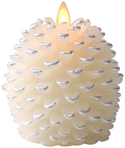 Luminara Realistic Artificial Moving Flame Pine cone Flameless LED Candle  White 3 x 45